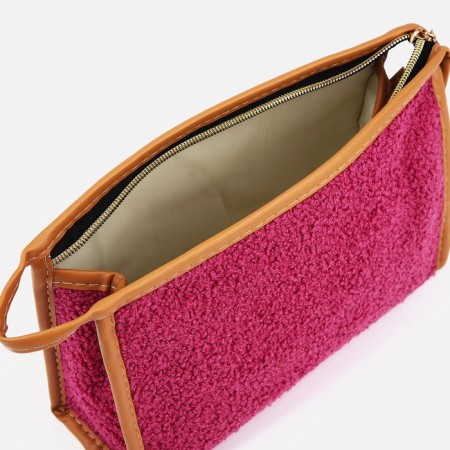 Cosmetic bag with a lining, raspberry color-2