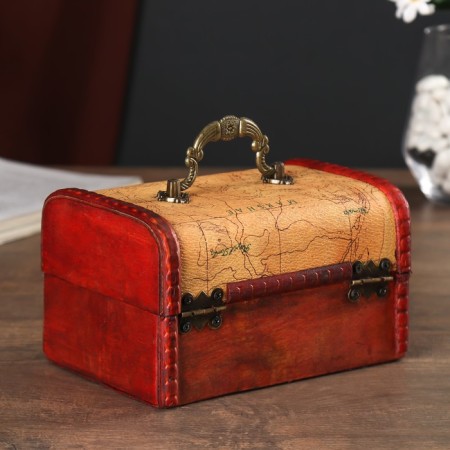 Casket wood chest "Wanderer map" 10.5x15x9 cm-4