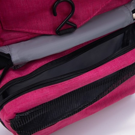 Cosmetic bag, 2 parts on lightning, with hook, pink color-3