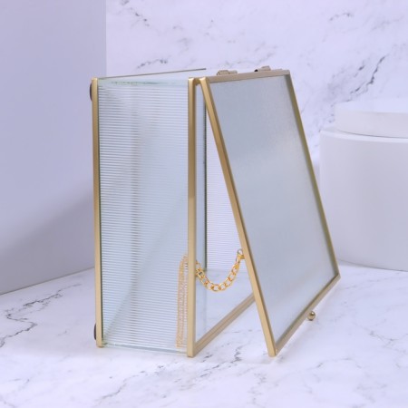 Organizer for storage "Ripples", with a lid, glass, with a mirror -bottom, 1 section, 20 × 16 × 6.5 cm, the color is transparent/copper-6