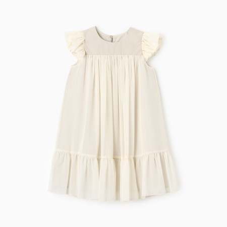 Платье для девочки MINAKU: PartyDress, цвет молочный, рост 122 см