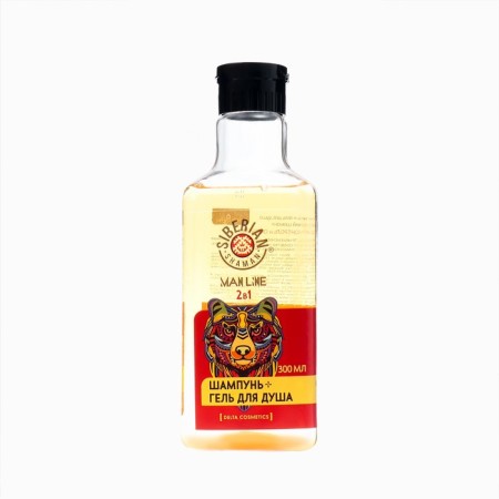 Shower gel + shampoo 2B1 Male Siberian shaman Control and softening, 300 ml