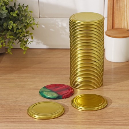 Kneching cover "Assorted", SKO-82 mm, packaging 50 pcs, gold color-1