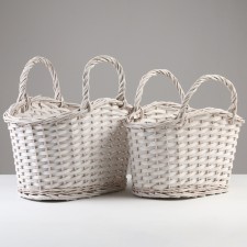 A set of wicker baskets, 39 x 25 x 19 x 24 x 33 cm, 34 x 20 x 17 x 22 x 30 cm, 2pcs, white, willow 1029636