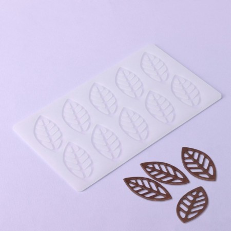 Chocolate form “Cherry Leaves”, silicone, 10 cells, 23 × 13 × 0.3 cm, the color is transparent