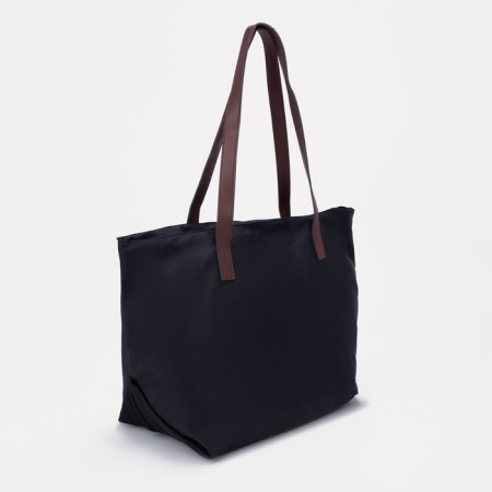 Soper bag with zipper, black color-2