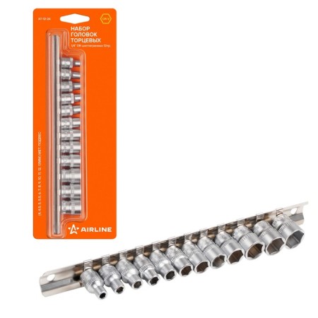 Set of end heads Airline AT-12-24, 1/4 "DR, hexagonal, 12 items, 4-13 mm