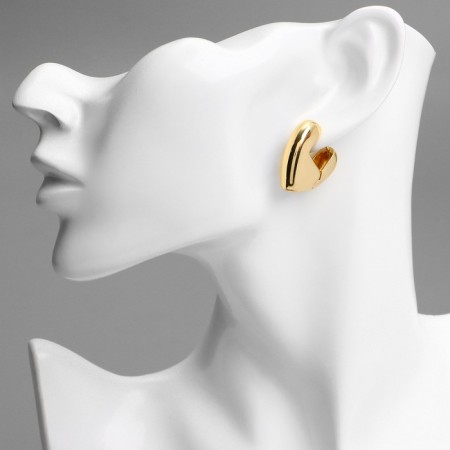 Earrings Metal "Accord" Heart, Tact, Color Gold-4