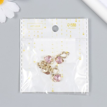 Decor for creativity metal, rhinestones "Swan with pink stone" 2x1.2 cm-4