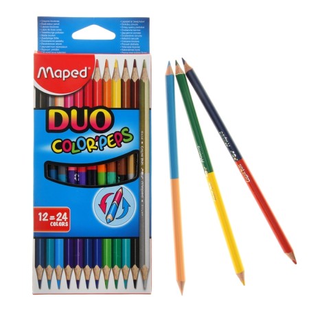 Pencils of two -tone Maped Solor Peps, three -sided, 24 colors - 12 pieces, euro suspension