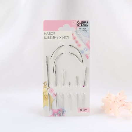 Sewing needles, for the skin, 7.3 / 6.8 / 6.2 / 6 / 5.9 / 5.4 / 4.3 / 3.7 cm, d = 2 /1 / 0.8 / 0.5 mm, 8 pcs