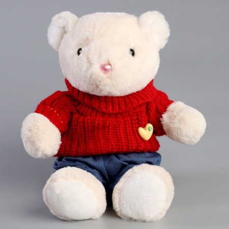 Soft toy "Little Friend", New Year's bear in a red sweater-2