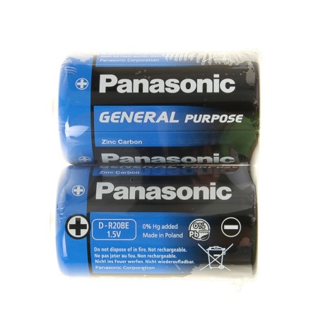 Salt battery Panasonic General Purpose, D, R20-2S, 1.5V, Spike, 2 pcs.