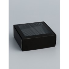 PVC jewelry box window 8 x 8 x 3 cm, black