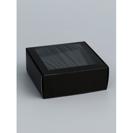 PVC jewelry box window 8 x 8 x 3 cm, black