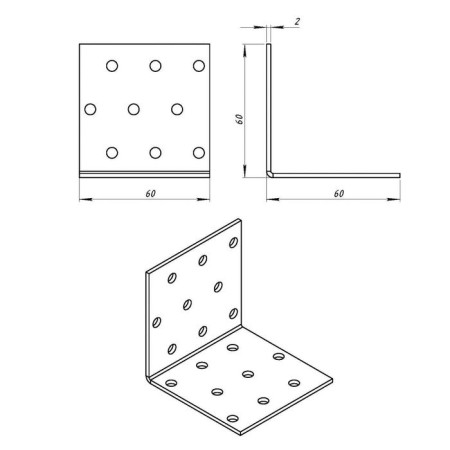 Fixing corner 60 x 60 x 60 x 2 mm, galvanized-1