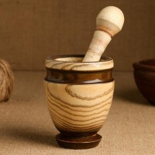 Set: a mortar with a pestle, ash, 13 cm, mix