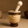 Set: a mortar with a pestle, ash, 13 cm, mix