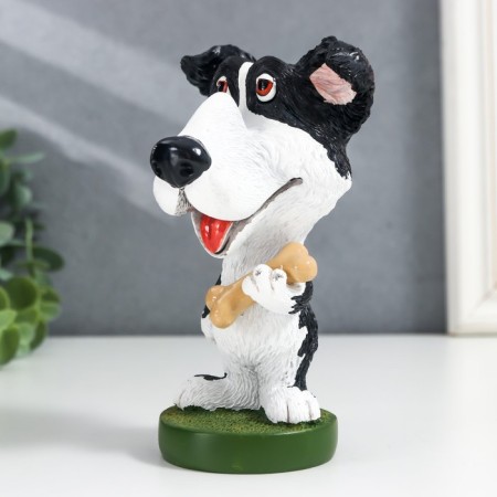 Souvenir Polystone stand for glasses "Pyosik with a bone" 13.5x8x7.5 cm-2