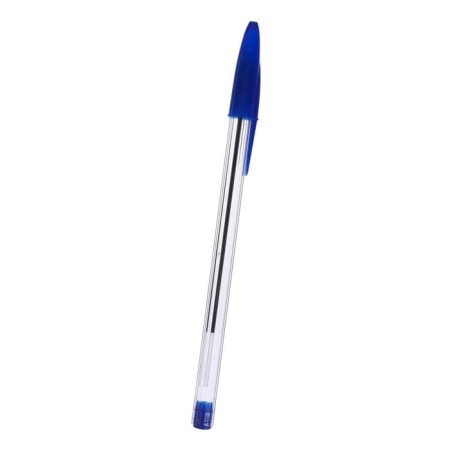 Set of ballpoint pens 4 pieces, blue rod 0.7 mm, transparent body with a blue cap-1