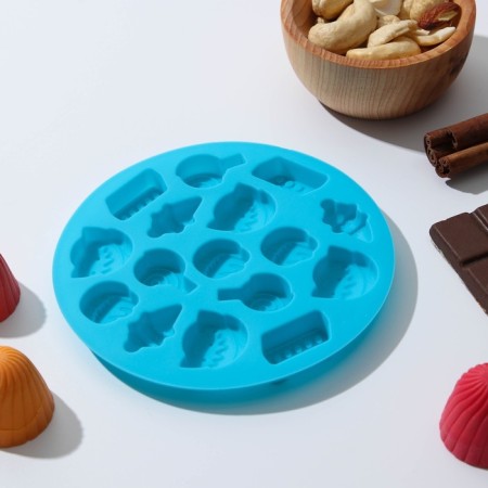 Form for marmalade Dolyana "Sweets", silicone, d = 12 cm, 16 cells, color mix-6