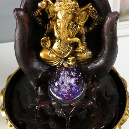 The desktop fountain from the network, the backlight "Golden Ganesha in the palms" 21x21x28 cm-4