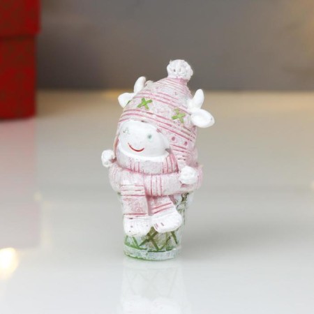 Souvenir Polystone "Gobby in a knitted hat" Pink with a salad 7.5 cm-3