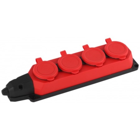 K-4E-RED-IP44 ERA block with a grounding 4 outlet 16A IP44 red
