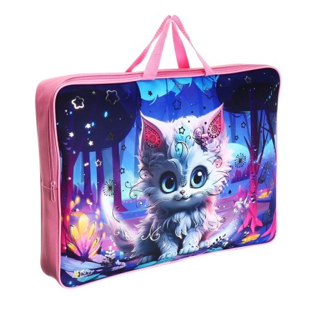 Folder for drawings and drawings A3, 475 x 345 mm, with handles, textiles, PMD 3-22-4, "Fantasy cat" 72963-1