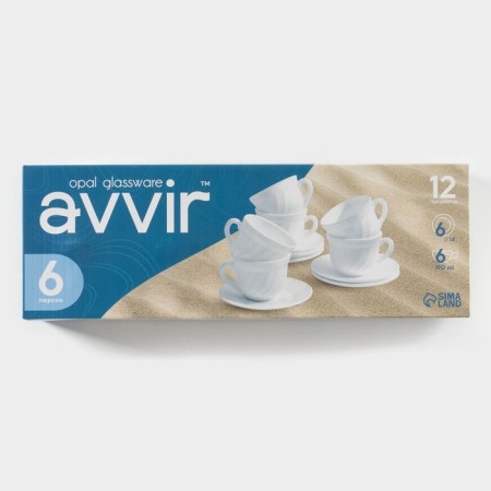 Service Tea Dauva "Diva", 12 items: 6 cups 190 ml, 6 saucers, glass ceramics-5