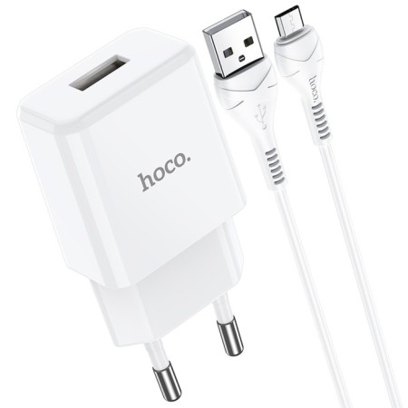 Nice charger Hoco N9, USB - 2.1 A, MicroUSB 1 m cable, white-2