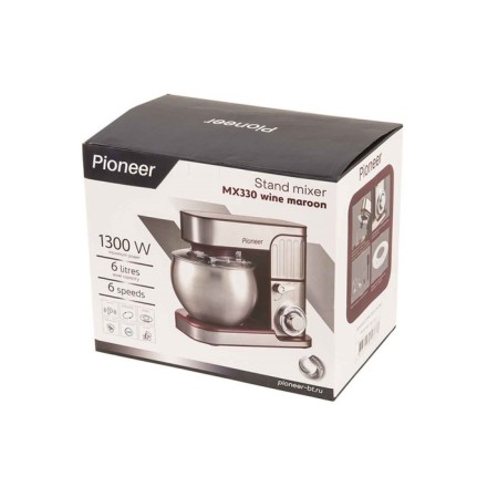 Mixer Pioneer MX330, Planetarny, 1300 W, 6 speeds, 6 l, silver-red-12