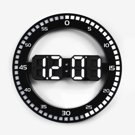 Electronic wall clock, desktop: alarm clock, thermometer, calendar, D-30 cm