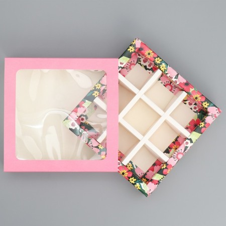 Box for sweets, confectionery packaging, 9 cells, “beloved teacher” 14.5 x 14.5 x 3.5 cm-4