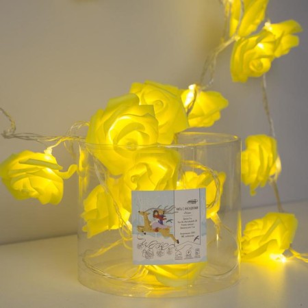 Garland “thread” 5 m with nozzles “yellow roses”, ip20, transparent thread, 20 LED, glow warm white, 220 V-3