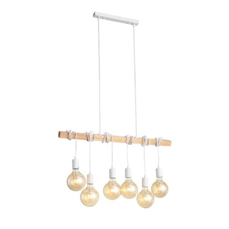 Suspended EVOLUCE lamp. SL1142.503.06. Bagetti. 6x60 watts, E27, 85x4x29 cm, white color, light wood-10