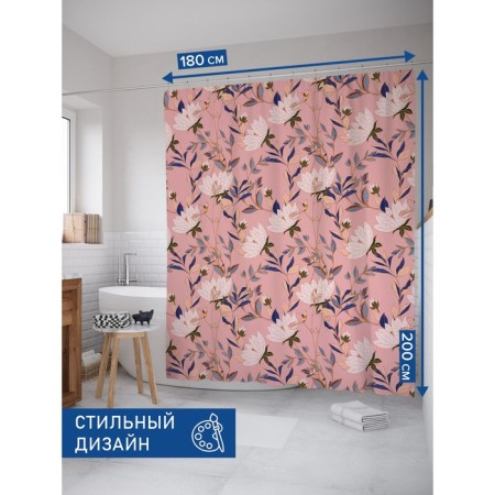 Photostore for the bathroom "Flower picture", Saten, size 180x200 cm-1