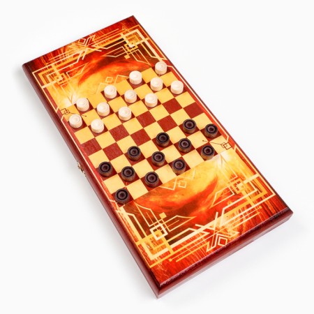 Wooden backgammon with checkers "Bogatyr", board game, 40 x 40 cm-3