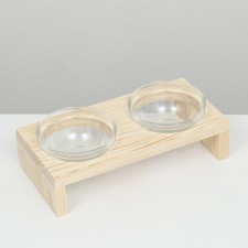 Double stand with bowls made of transparent glass 30 x 14.5 cm x 6.5 cm, 2x250 ml