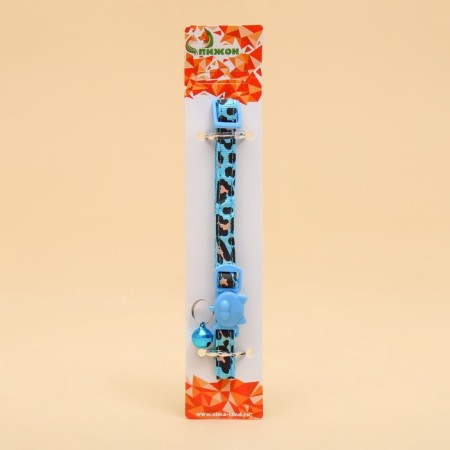Koshachi collar "Leopard", with a tambourine, 30 x 1 cm, polyester, blue-5