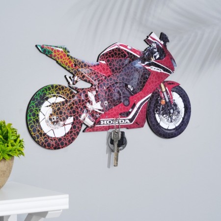 Key on the wall red motorcycle, 24x13.5x0.5 cm