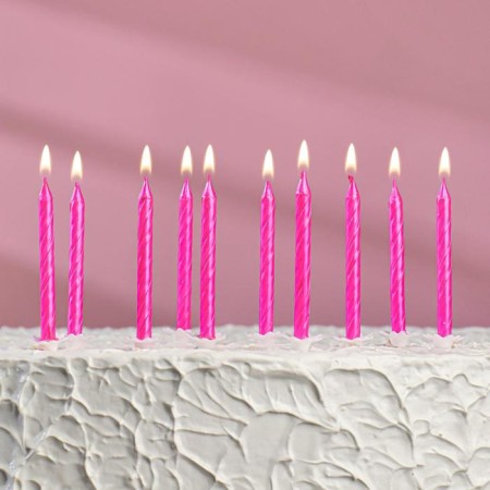 Candles in the cake "Spiral", 6 cm, metallic pink, set 10 pcs-5