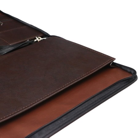 Business folder, artificial leather, 370 x 275 x 30 mm, with a metallic press, the handle “luxury” brown 6D041-6