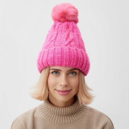 Women's hat minku, pink color, rr 56-58