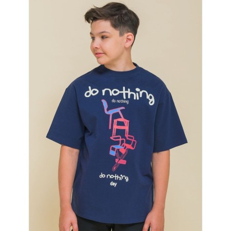 T-shirt for boys, height 128 cm, dark blue color-1