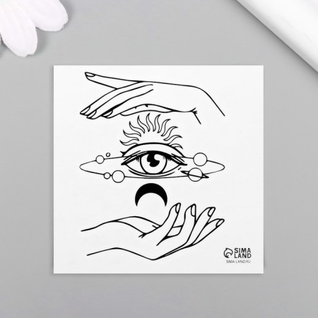 Tattoo on the body Black "Esoteric. Third Eye" 6x6 cm-3