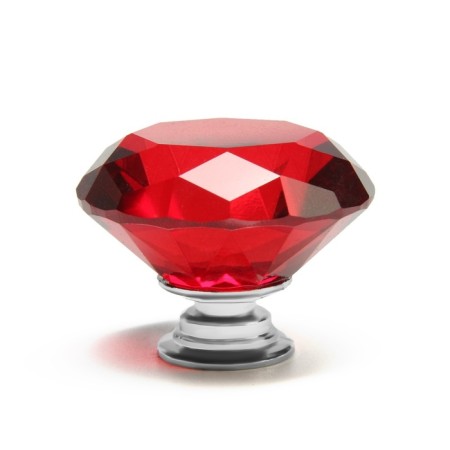 Handle button cappio, red color "diamond", glass, d = 40 mm-4