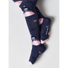 Children's tights with drawings CONTE KIDS Sof-Tiki, height 128-134 cm, dark blue color