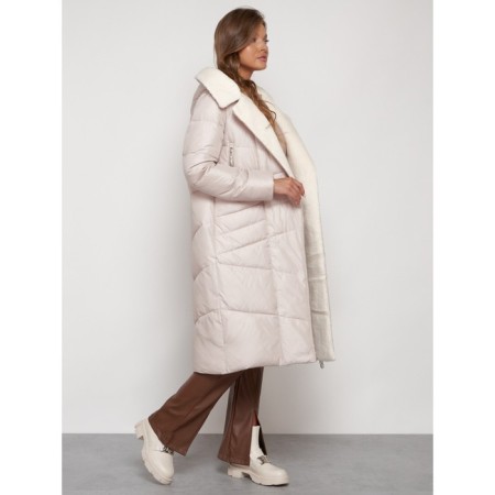 Coat insulated winter female, size 50, beige color-6