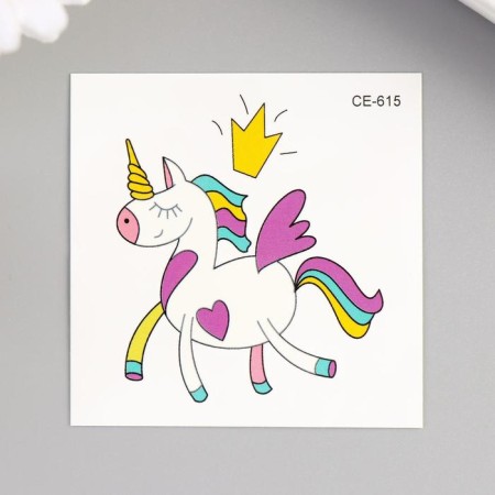 Tattoo on the body color "Unicorn with crown" 6x6 cm